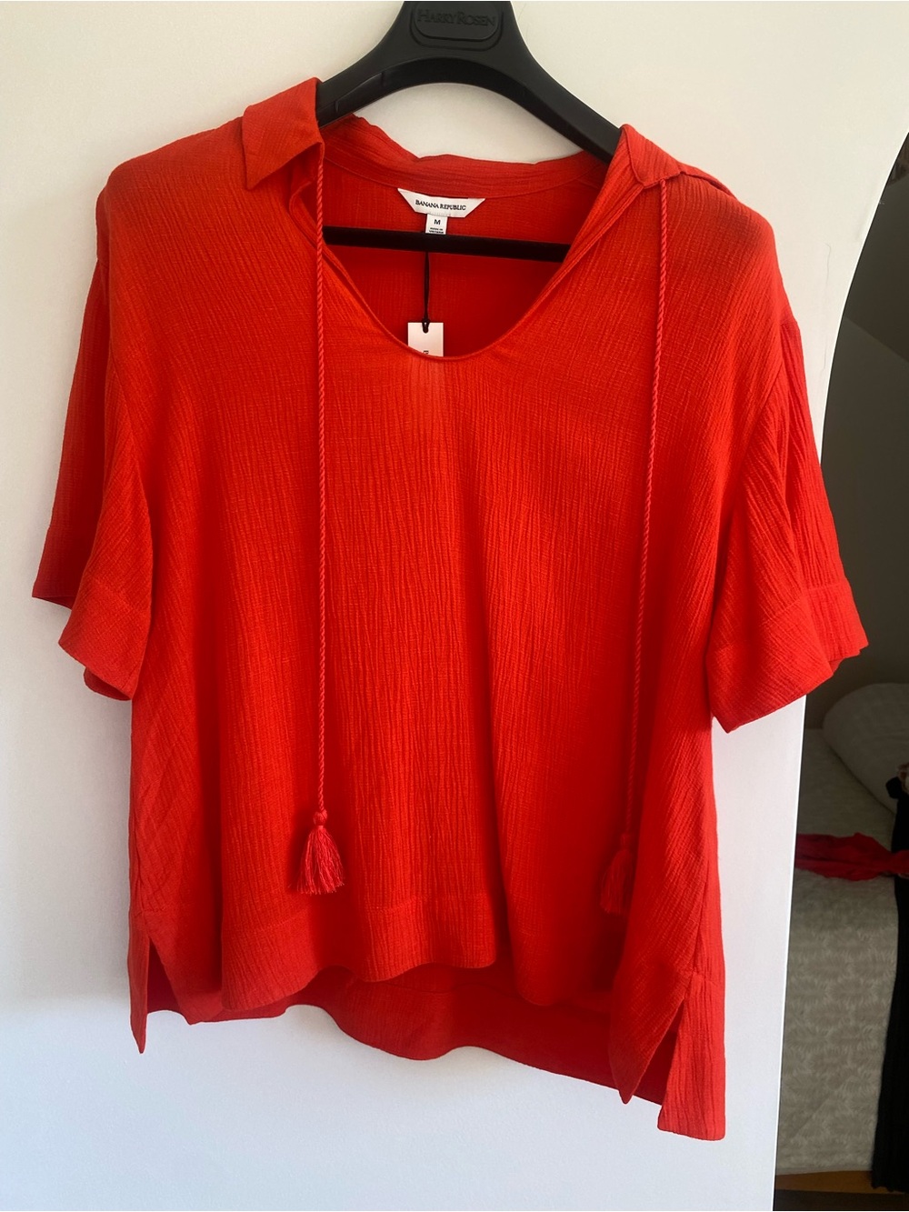 Banana Republic (not outlet) Short-Sleeve Tassel Tie Top